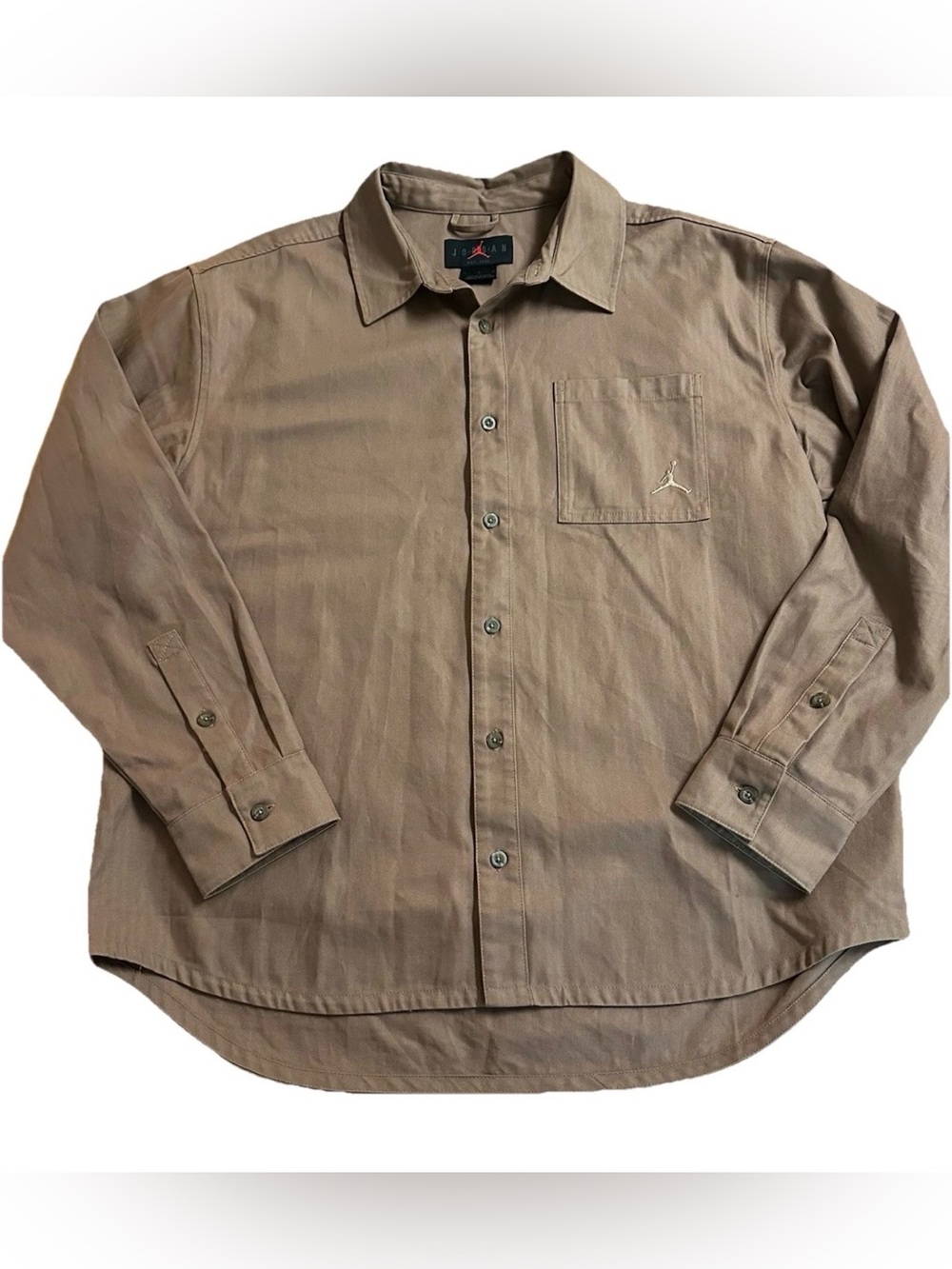Air Jordan Essentials Men's Button-Down Shirt FV7446-223 Archaeo Brown Size L